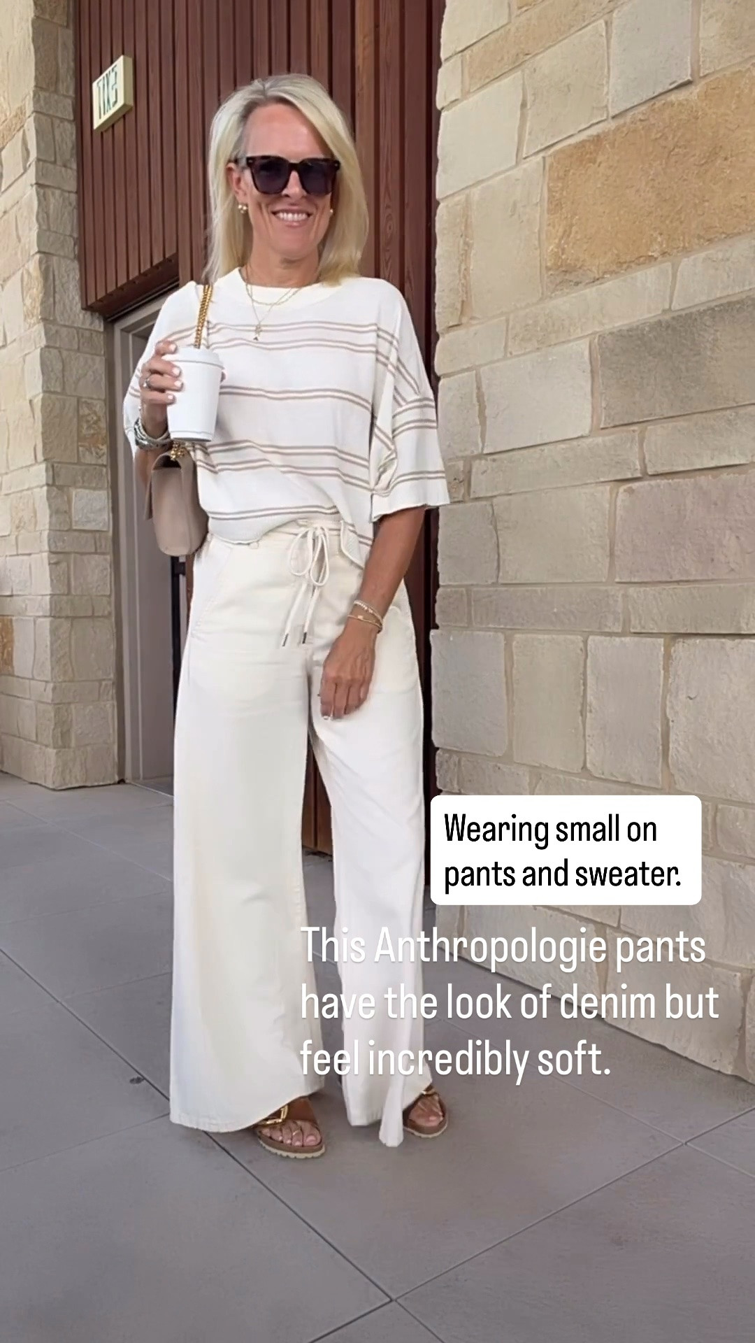 These Anthropologie pants are one of my favorite wardrobe staples, and now they come in the perfect off-white/ecru shade! I own them in two other washes because they’re that good. They have the look of denim but feel incredibly soft, almost like a muslin canvas fabric. I’m wearing a small, and they’re also available in petite. Paired with this lightweight striped sweater (also wearing a small), it’s an easy outfit you’ll wear on repeat.

💡 LTK MADE EASY
❤️ Heart = Support my posts!
🔖 Save = Get sale & restock alerts
📋 Lists = Keep favorites organized
📲 Share = Send lists and products to a friend. Hello, Christmas List!
💬 Comment = Ask me anything about what I’m wearing. :-)

#LTKootd #LTKOver40 #LTKSaleAlert