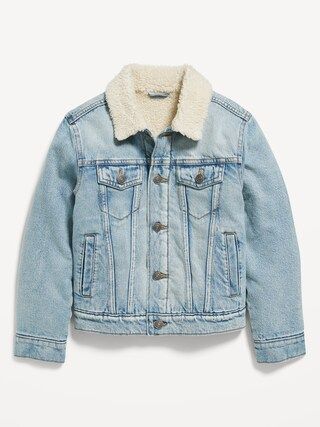 Gender-Neutral Sherpa-Lined Non-Stretch Jean Jacket for Kids | Old Navy (US)