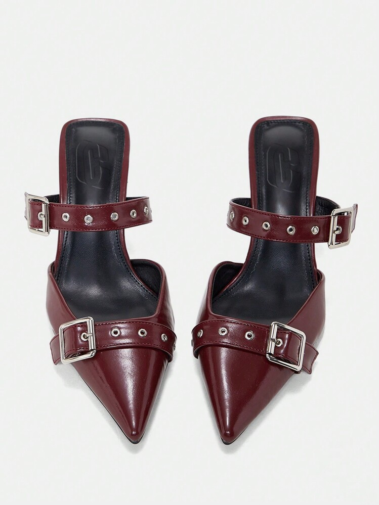 CUCCOO SZL Buckle Decor Burgundy High Heel Pumps For Summer Graduation Heels Prom Heels Vacation ... | SHEIN