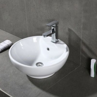 Safavieh Kai Porcelain Ceramic Vitreous Round Bathroom Vessel Sink, White | Ashley Homestore