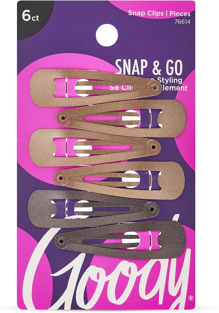 Goody Snap & Go Metal Contour Clips, 6 Count, Brunette, Snap Clips, Suitable for All Hair Types, ... | Amazon (US)