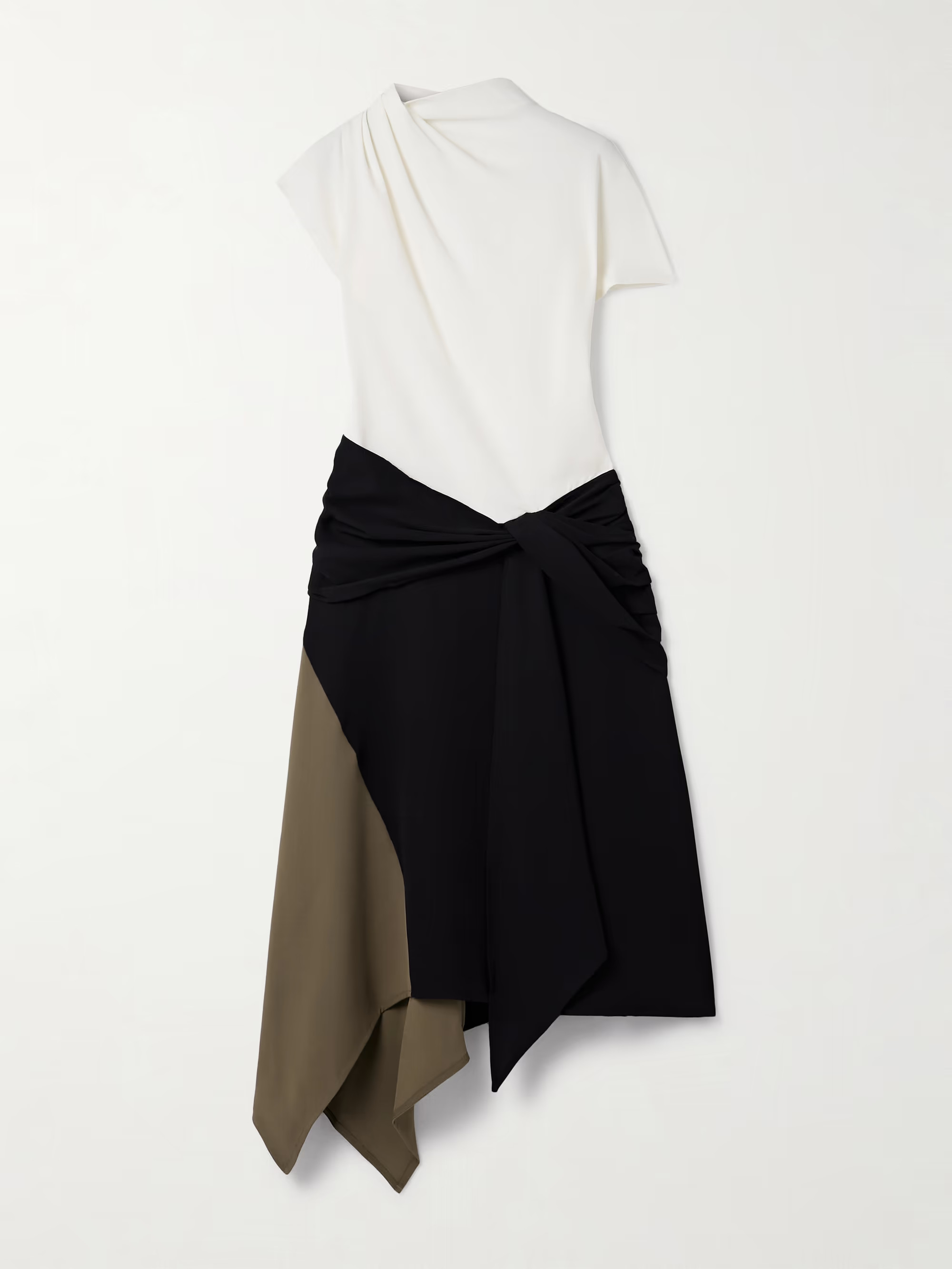 Davina asymmetric paneled color-block draped crepe dress | NET-A-PORTER (UK & EU)