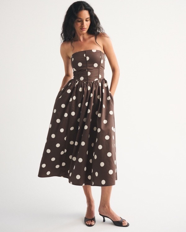 Brown polka dot midi dress
Abercrombie
Summer dress spring dress