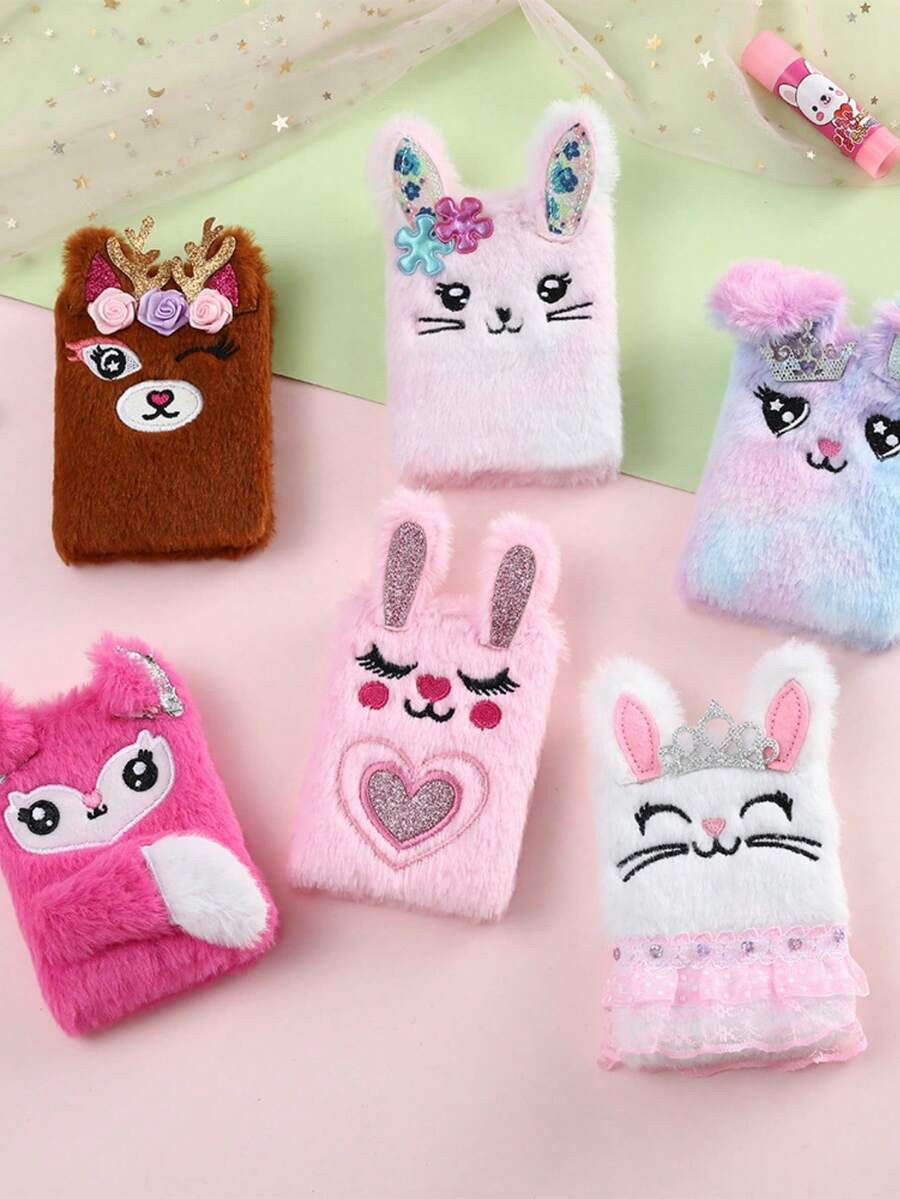 Kids New Cartoon Rabbit Plush Notebook, Portable Mini Pocket Notebook For Girls Students, Tie-Dye... | SHEIN