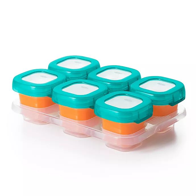 OXO® Tot 2 oz. Food Storage Baby Blocks in Teal (Set of 6) | buybuy BABY