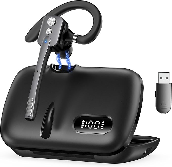 Bluetooth Headset, Wireless Bluetooth Earpiece with Dual-Mic & Noise Canceling, Single Ear Headse... | Amazon (US)
