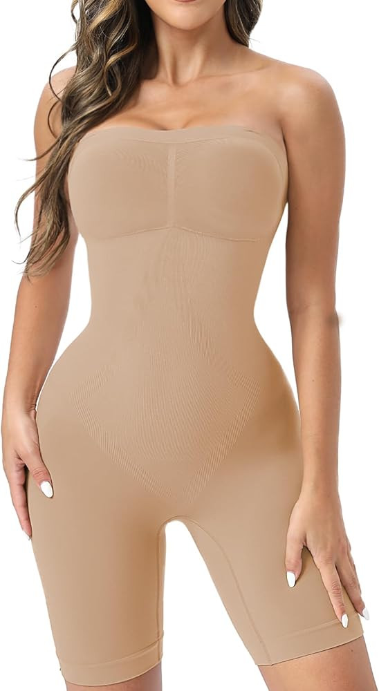 Strapless Shapewear Bodysuit Butt Lifter Mid Thigh Body Shaper for Women Under Dress Tummy Contro... | Amazon (US)
