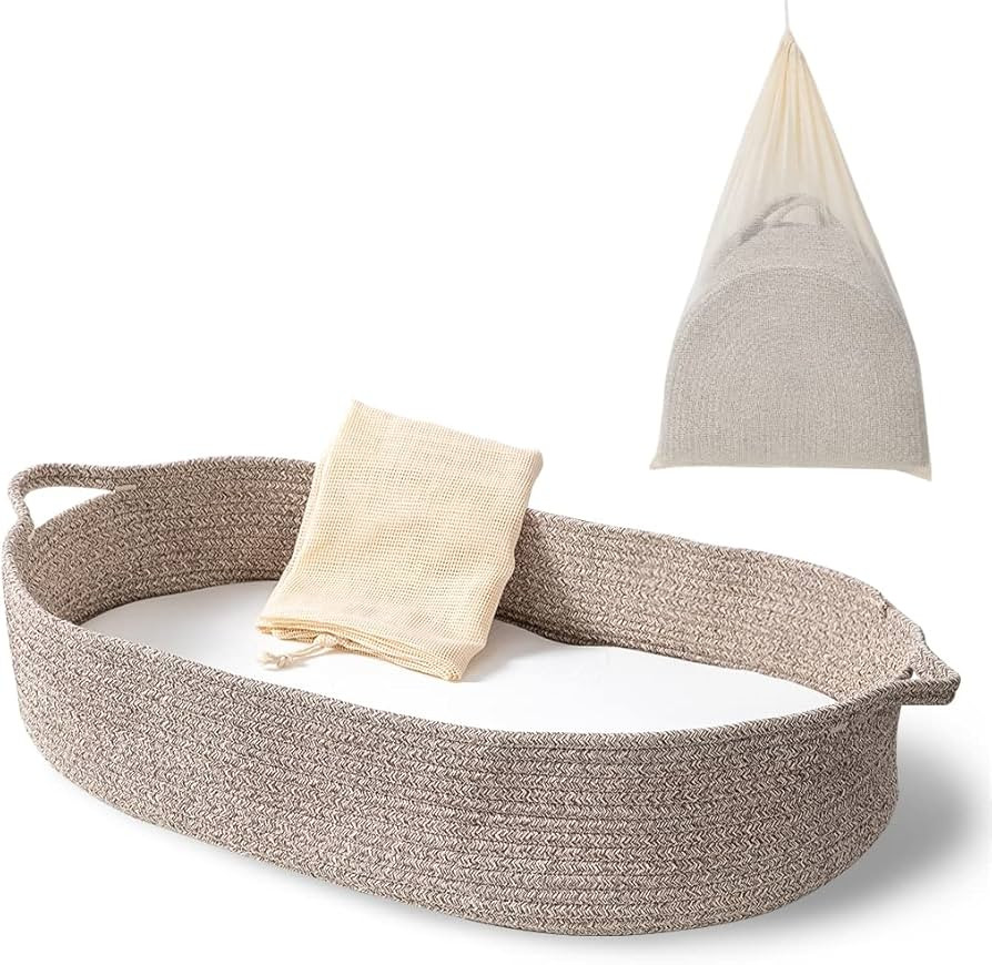 Baby Changing Basket - Moses Basket Changing Table Topper and Thick Foam Pad with Removable Cotto... | Amazon (US)