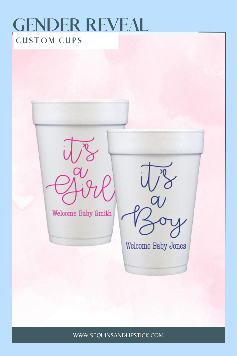 Boy or girl… either way, it’s time to celebrate! 💙🩷 These personalized gender reveal cups add the sweetest custom touch to your big announcement. Perfect for serving drinks at a gender reveal party, baby celebration, or surprise reveal—and they make every toast and photo feel extra special! ✨🥂 

 #LTKHome #LTKBaby #LTKKids