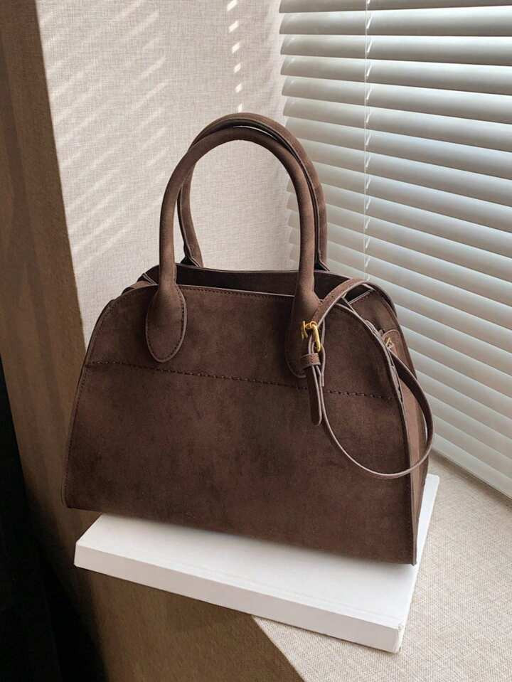 New Retro All-Match Coffee Color Suede Bucket Bag Large Capacity Fashion Trending Handbag, Women ... | SHEIN