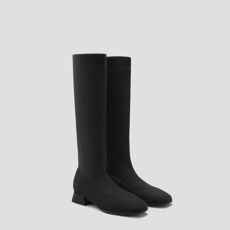 Square-Toe Water Repellent Wool Knee-High Boots (Tara Pro) | VIVAIA