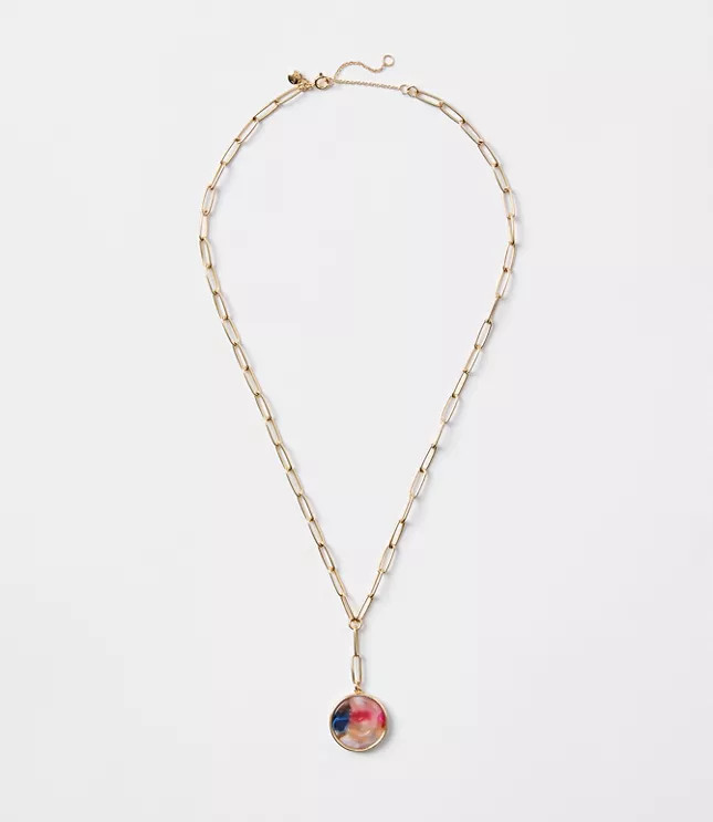 Multicolored Tortoiseshell Print Chain Link Necklace | LOFT