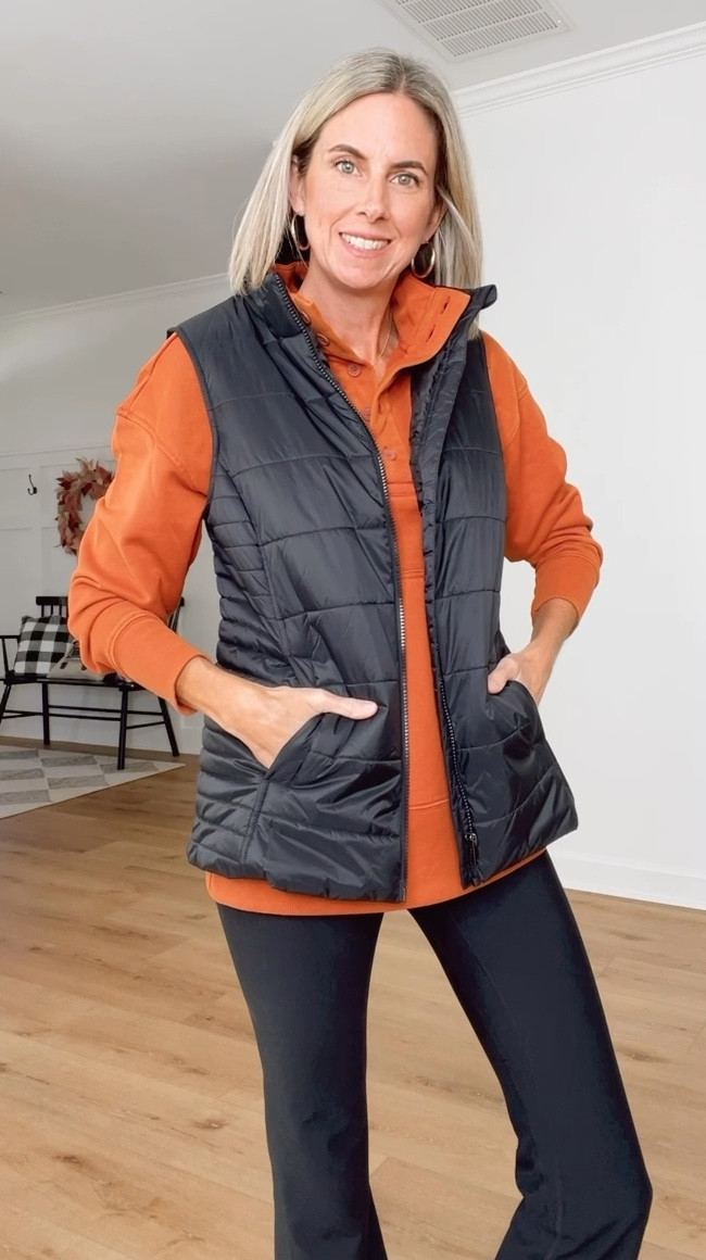 Sweatshirt on sale! Comes in 5 colors wearing a medium. Black puffer vest wearing a small. Flare leggings in a small 



Casual outfit idea 
Walmart outfits 
Affordable fashion finds 
Fall fashion 
Fall outfit ideas 
Sports mom outfit 
Walmart fall


#LTKVideo #LTKStyleTip #LTKSaleAlert