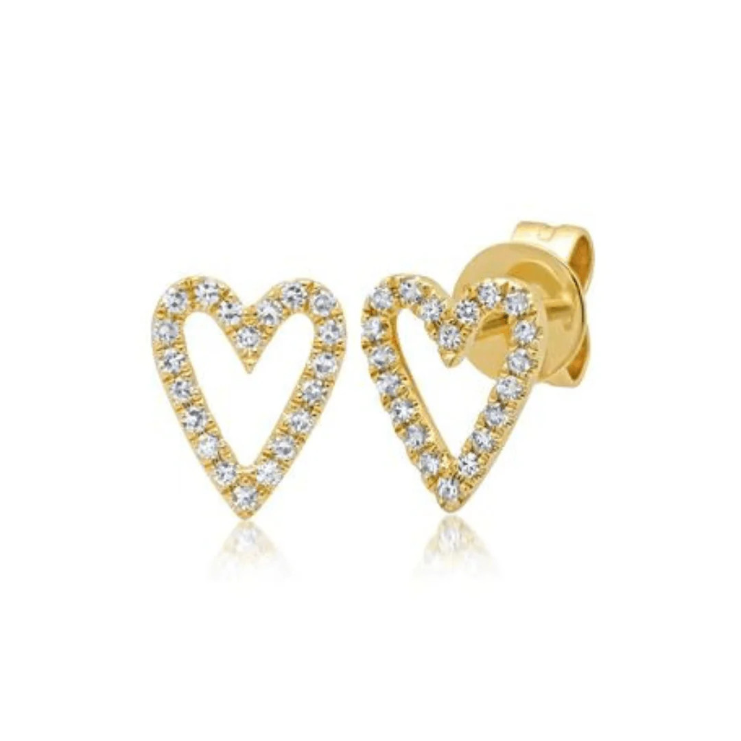 Diamond Open Heart Studs | LINDSEY LEIGH JEWELRY