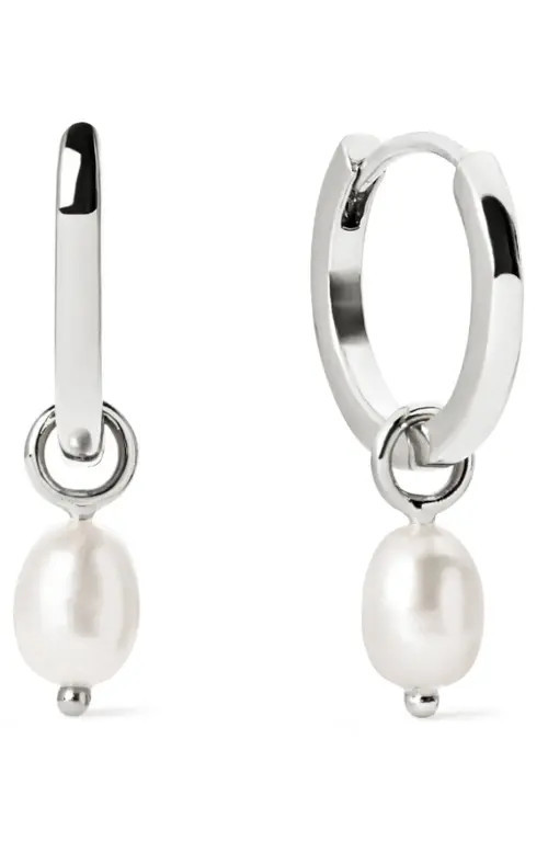 Ana Luisa Freshwater Pearl Huggie Hoop Earrings in Silver /White at Nordstrom | Nordstrom