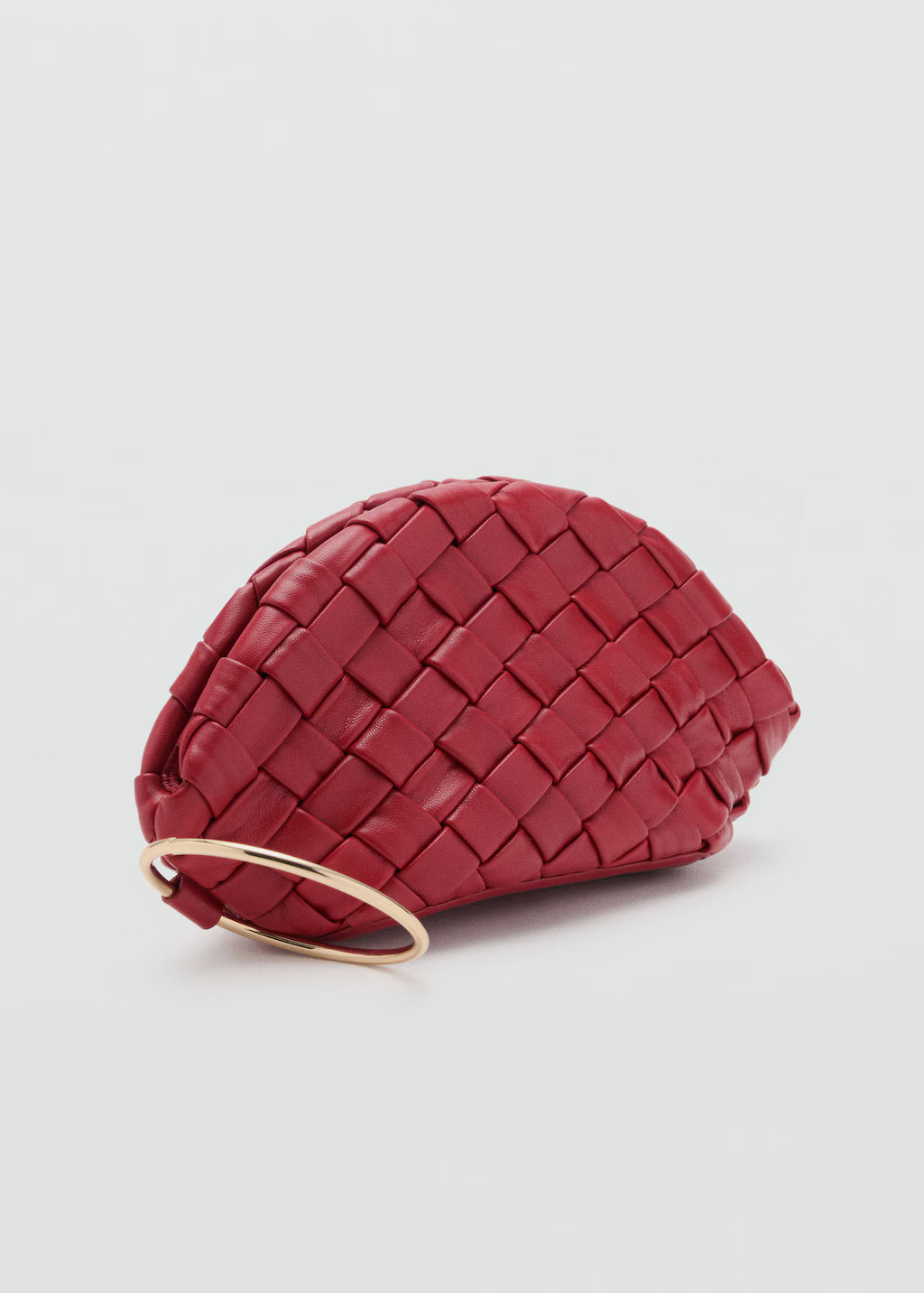 Braided leather clutch bag red - Woman - One size - MANGO | MANGO (UK)