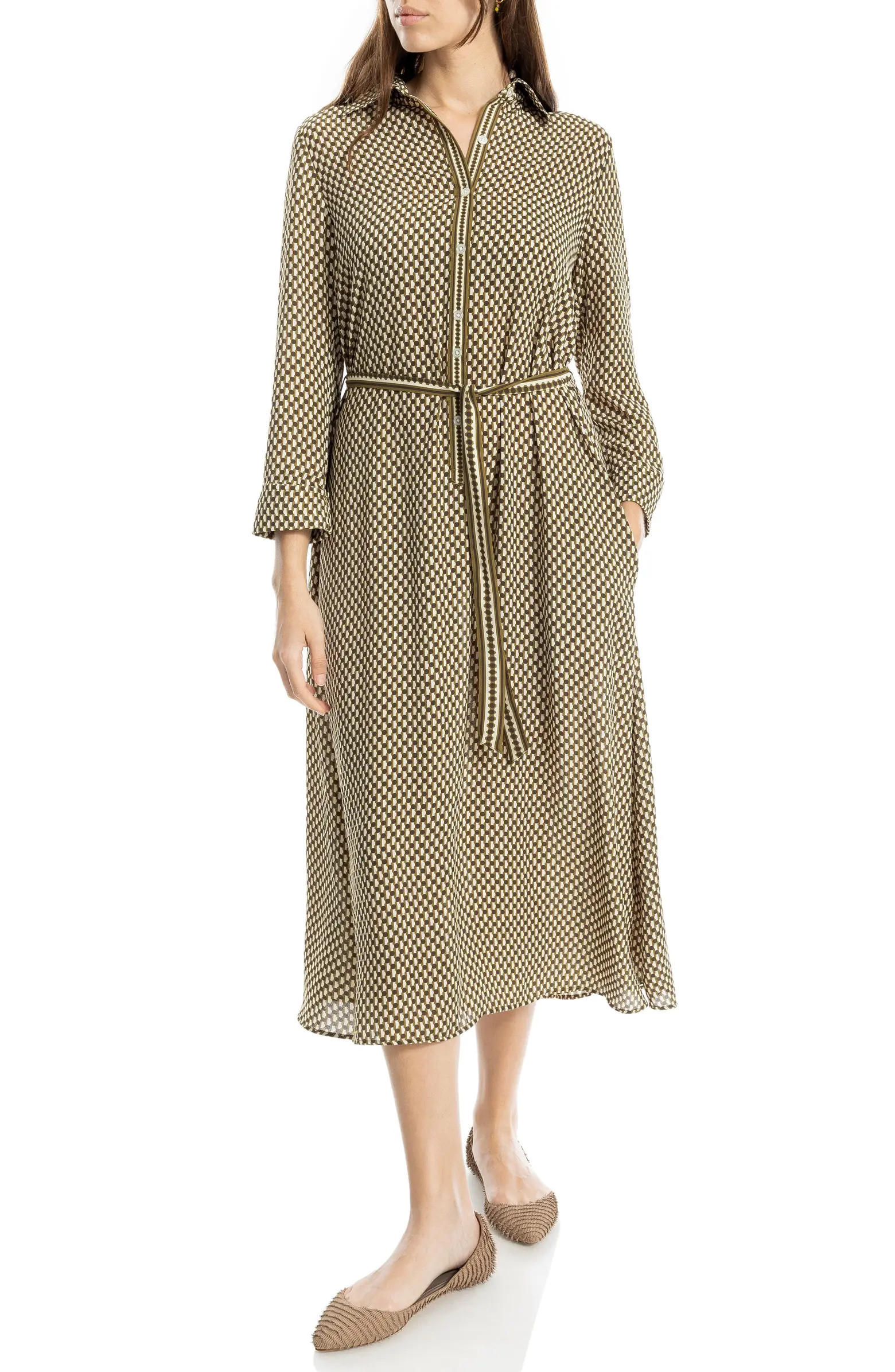 Cuffed Sleeve Midi Shirtdress | Nordstrom Rack