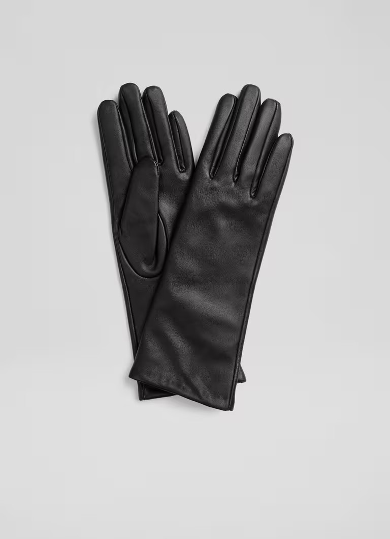 Kimberley Black Leather Long Gloves | L.K. Bennett (UK)