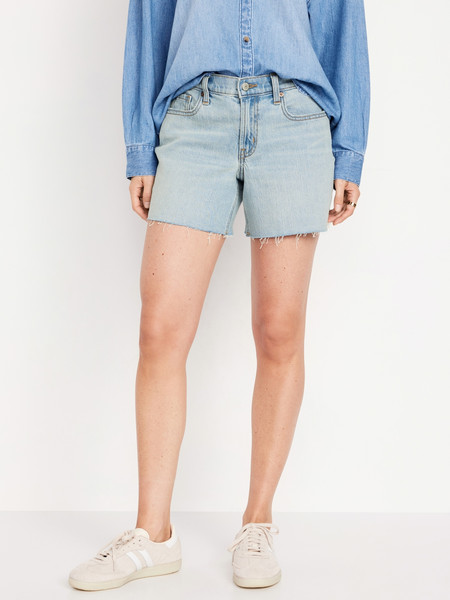 Mid-Rise Boyfriend Cut-Off Jean Shorts -- 5-inch inseam | Old Navy (US)