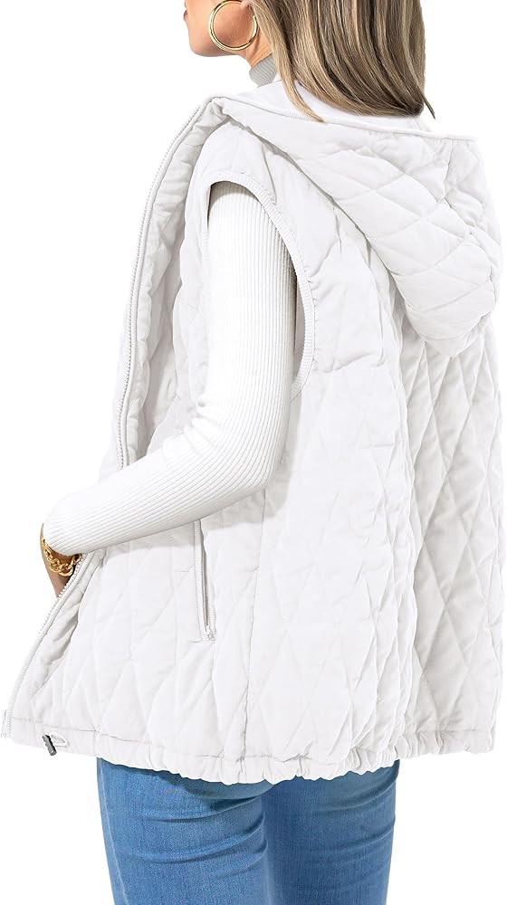 PRETTYGARDEN Women's 2025 Fall Spring Vest Casual Sleeveless Hooded Zip Up Jacket Trendy Winter C... | Amazon (US)