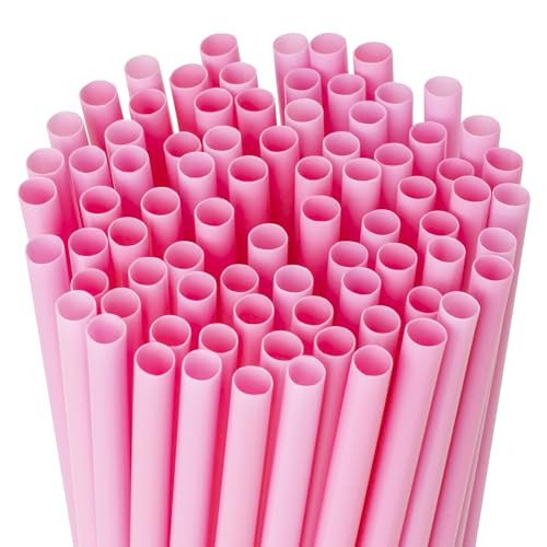 Lpaacat 200 pcs Pink Disposable Straws, Cute Plastic Drinking Straws for Bride Wedding Bachelorette Birthday Pink Cocktail Party, Individually Wrapped | Amazon (US)
