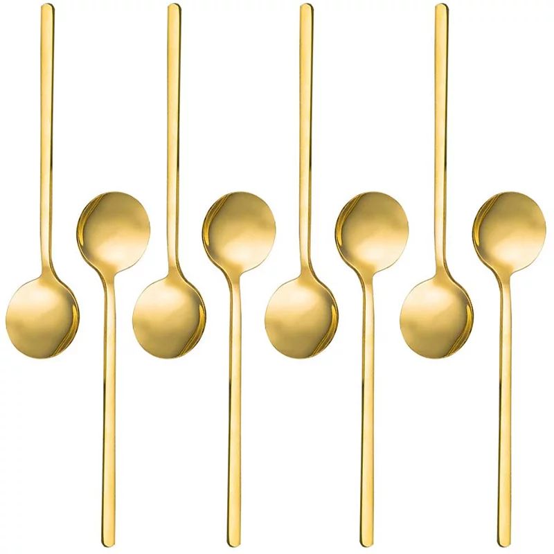 8 Packs, Gold-Plated Stainless Steel Coffee Spoon, Mini Teaspoon for Coffee Sugar Dessert Cake Ic... | Walmart (US)