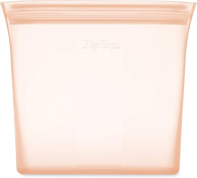 Zip Top Reusable 100% Silicone Reusable Food Storage Bag and Container - Sandwich Bag - Peach | Amazon (US)