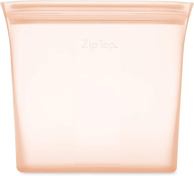 Zip Top Reusable 100% Silicone Reusable Food Storage Bag and Container - Sandwich Bag - Peach | Amazon (US)