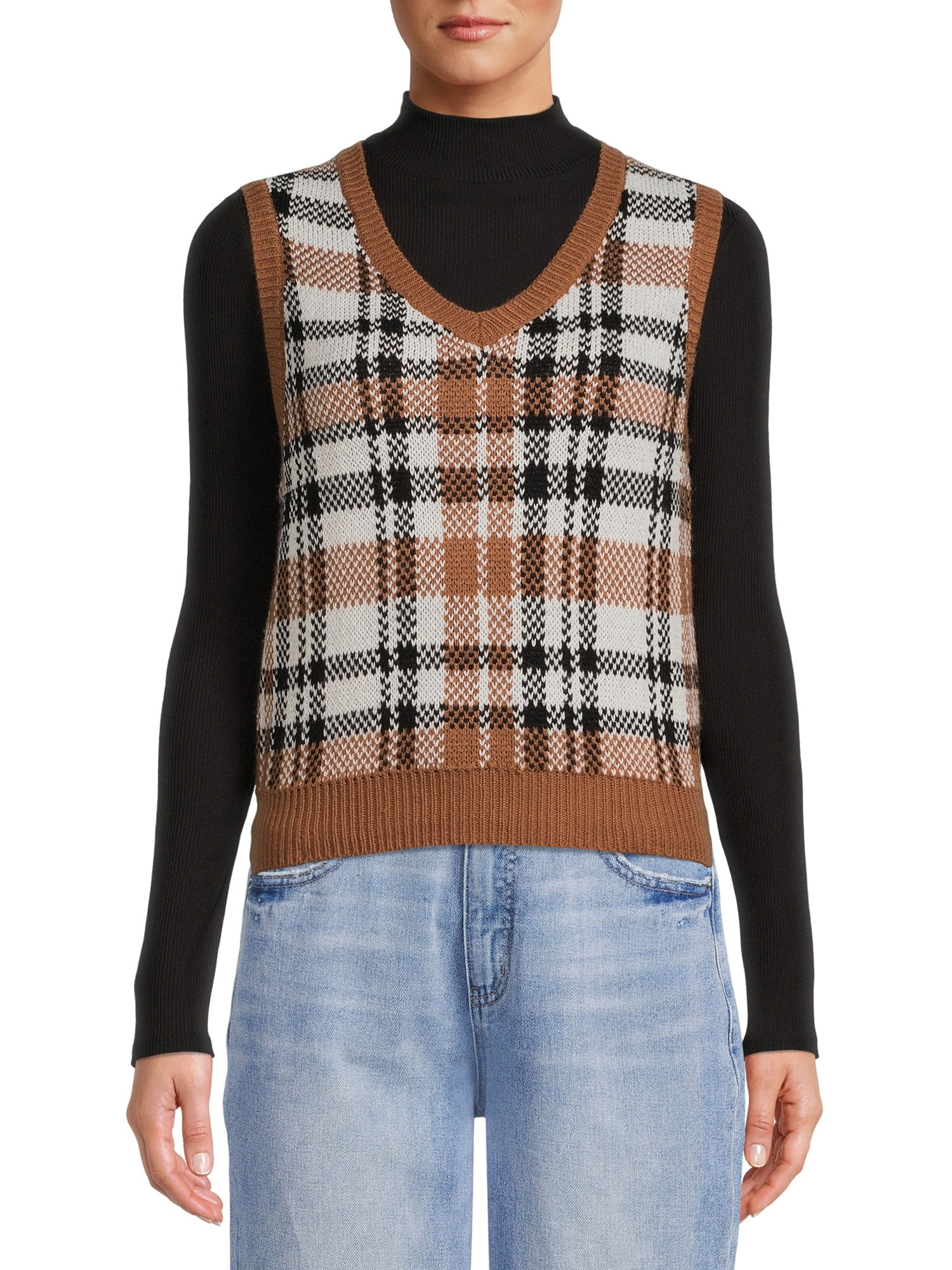 No Boundaries Women’s V-Neck Sweater Vest | Walmart (US)