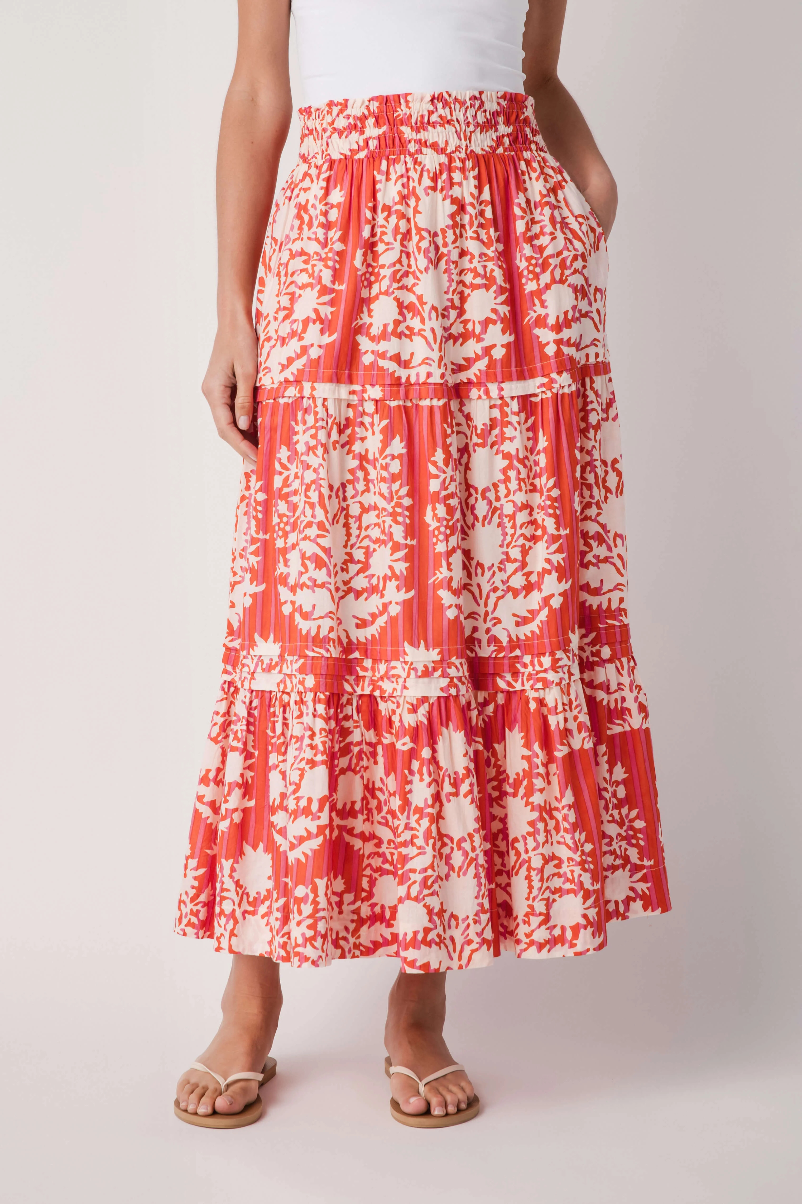 THML Striped Block Print Maxi Skirt | Social Threads