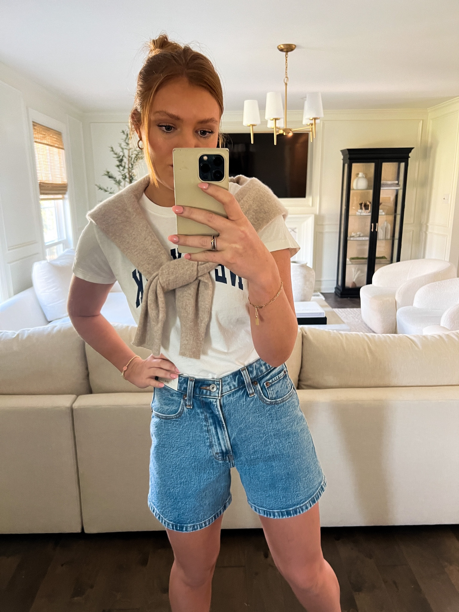 The perfect dad short! Wearing my usual 27 in these 🫶🏻

Jean shorts, dad jeans, mom jeans, summer clothes, fitted T shirt, New York Tee, long shorts, sweater 

#LTKunder100 #LTKstyletip #LTKSale