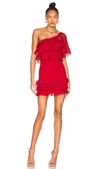 Ashley Lace Mini Dress in Cherry Red | Revolve Clothing (Global)