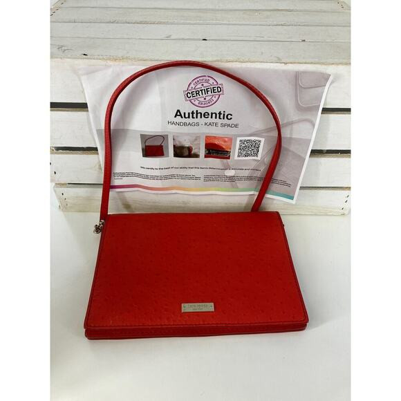 KATE SPADE SMALL RED OSTRICH LEATHER WOMENS SHOULDER BAG | Poshmark