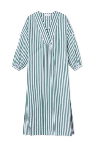 Pocket Caftan in Balsam Stripe | LAKE Pajamas