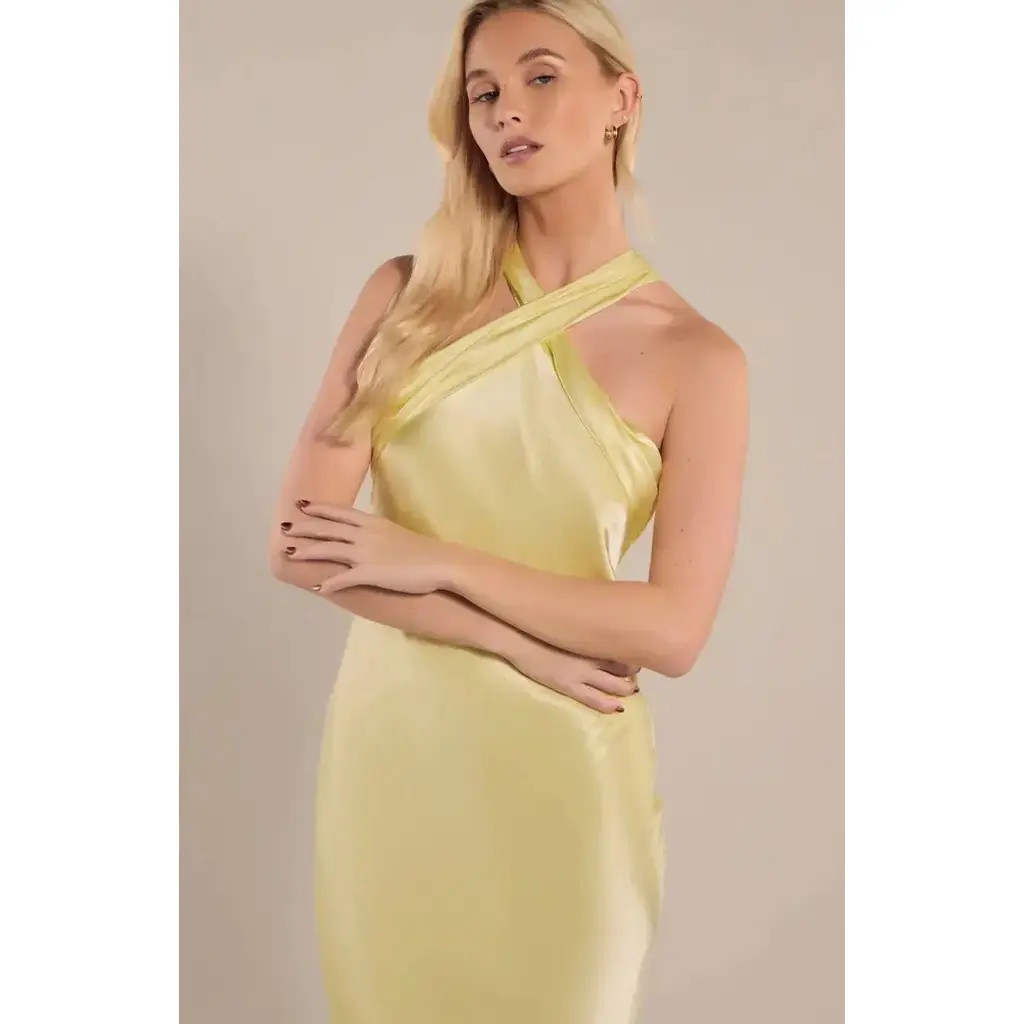 Rewritten Roma Halterneck Dress in Lemonade at Nordstrom, Size 12 | Nordstrom
