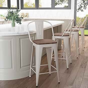 Aklaus Metal Bar Stools Set of 4,26 inch Barstools Counter Height Bar Stools with Backs Farmhouse... | Amazon (US)