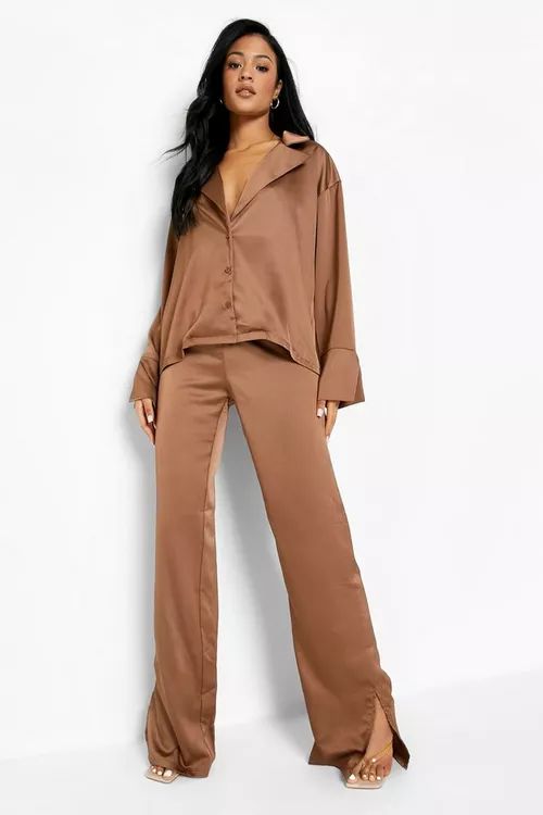 Tall Satin Wide Leg Pants | Boohoo.com (US & CA)