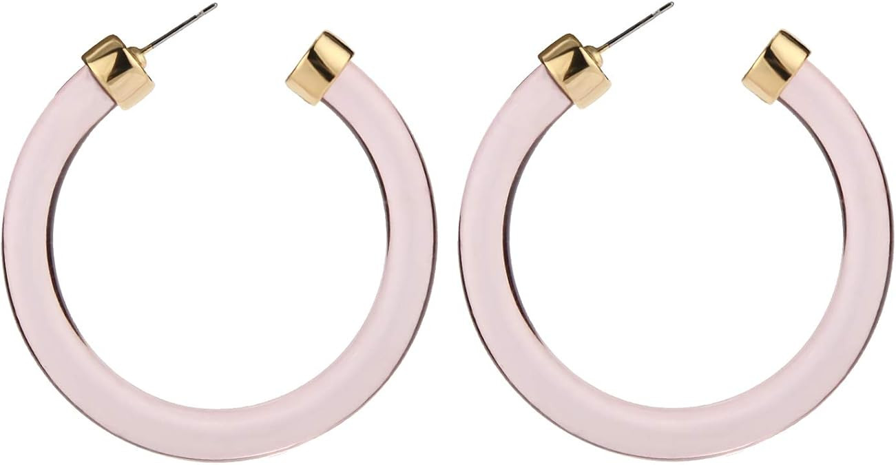 LEGITTA Transparent Color Lucite Resin Hoop Earrings Acetate Statement Drop Earrings | Amazon (US)