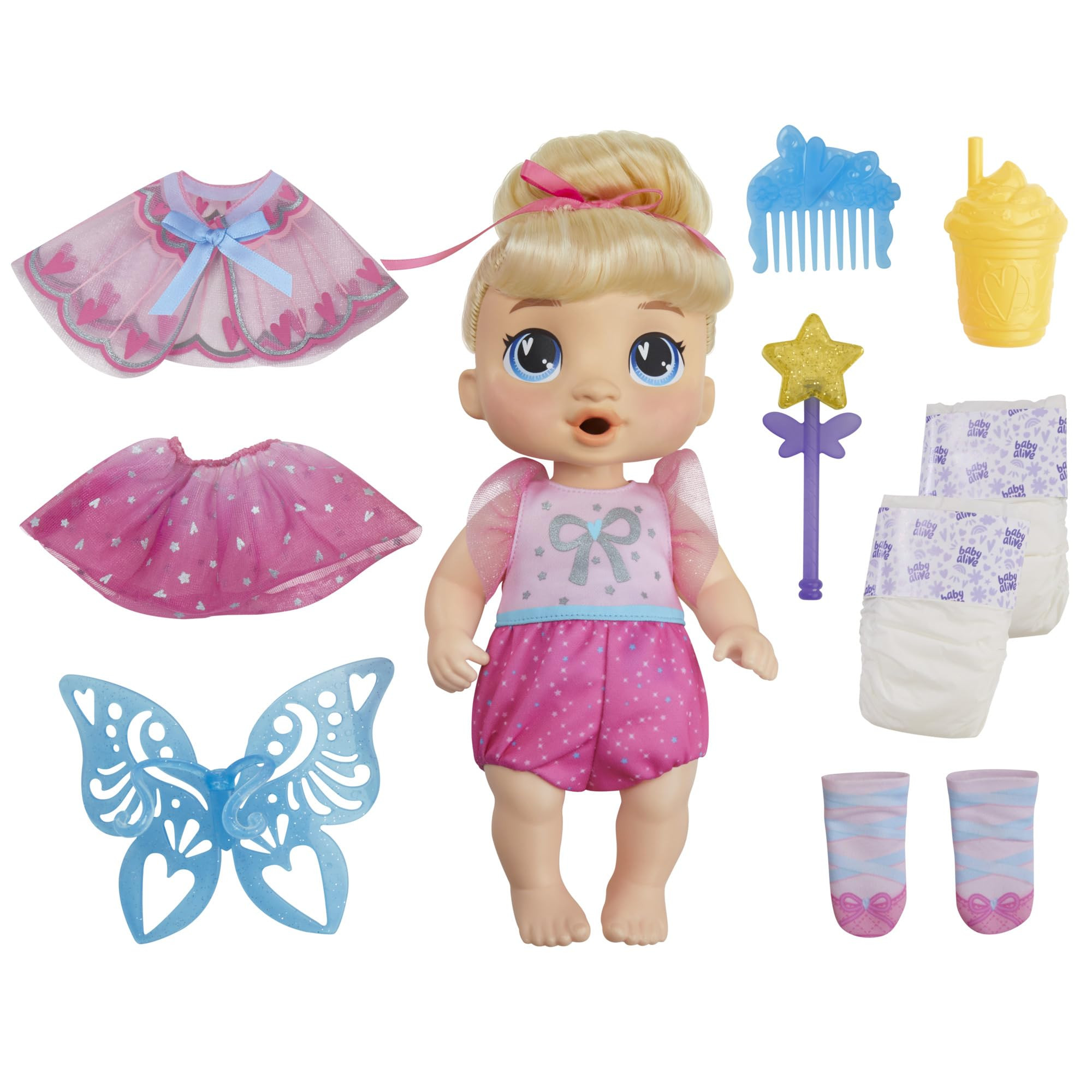 Baby Alive Fairy Fashions Harper Hugs Doll with Clothes Accessories, Blonde Hair, 11 Inches, Kids... | Amazon (US)
