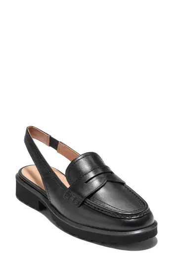 Cole Haan Gwendolyn Slingback Penny Loafer in Black Leather at Nordstrom Rack, Size 5.5 | Nordstrom Rack