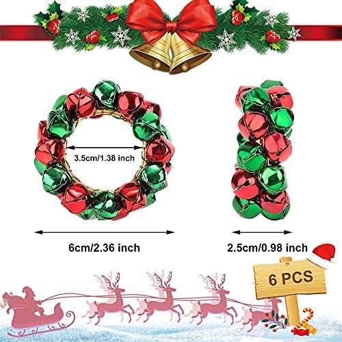 Set of 6 Christmas Napkin Rings Red and Green Jingle Bell Napkin Holders Metal Napkin Buckle for Chr | Amazon (US)