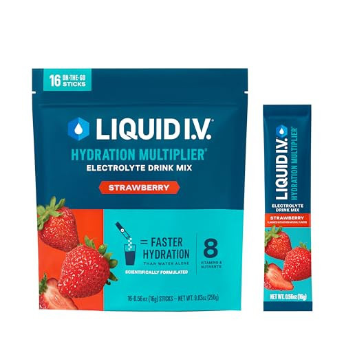 Liquid I.V.® Hydration Multiplier - Strawberry | Electrolyte Powder Drink Mix | 1 Pack (16 Servings) | Amazon (US)