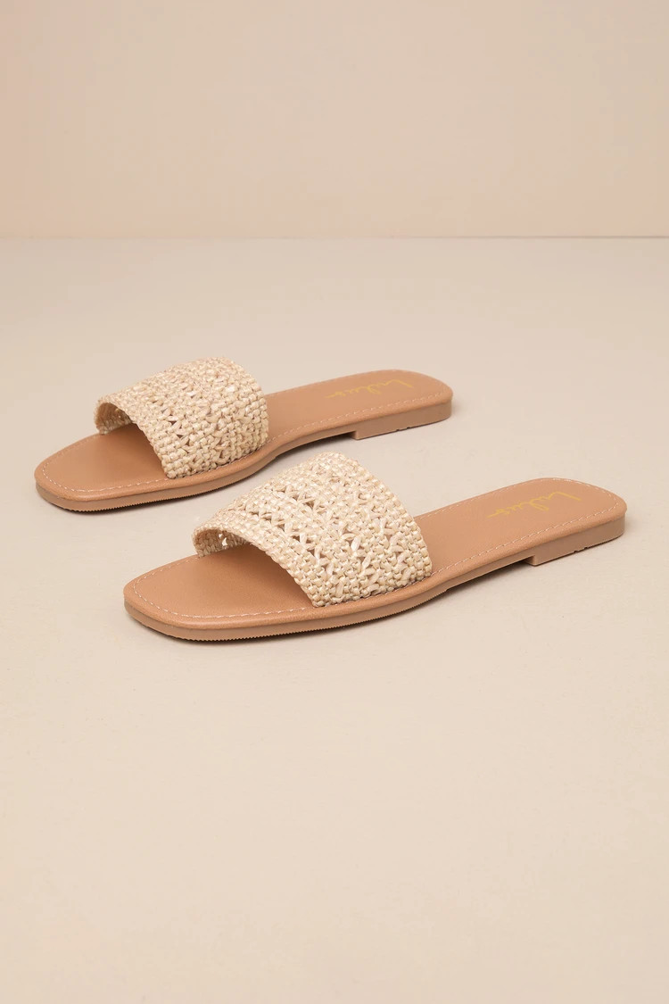 Andersen Beige Raffia Woven Slide Sandals | Lulus
