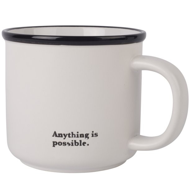 18 Fluid ounce Stoneware "Anything Is Possible" Mug, White | Walmart (US)