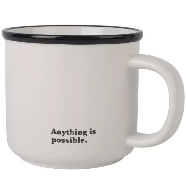 18 Fluid ounce Stoneware "Anything Is Possible" Mug, White | Walmart (US)
