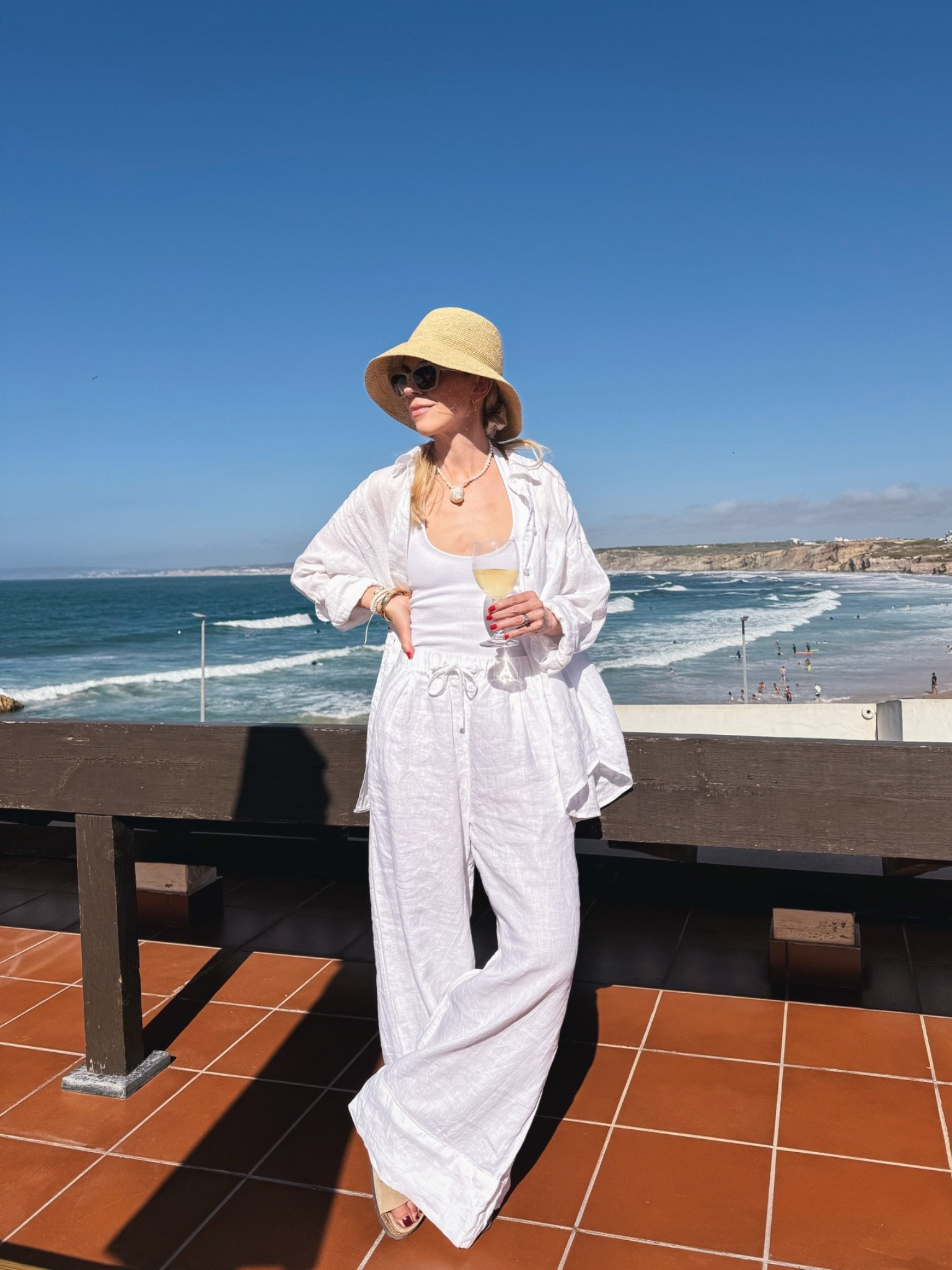 Beach outfit, vacation outfit, @Janessa Leone straw bucket hat, linen shirt, all white linen pants outfit

#LTKTravel #LTKSeasonal #LTKSwim