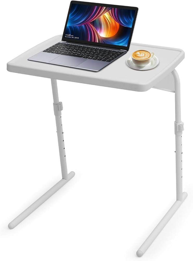 Athena Collection Adjustable TV Tray Table, White | Amazon (US)