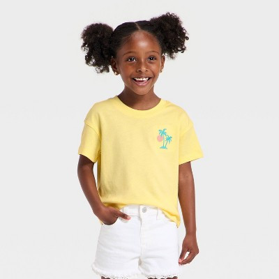 Toddler Girls' Venice Beach Oversized Graphic T-Shirt - Cat & Jack™ Yellow 18M | Target