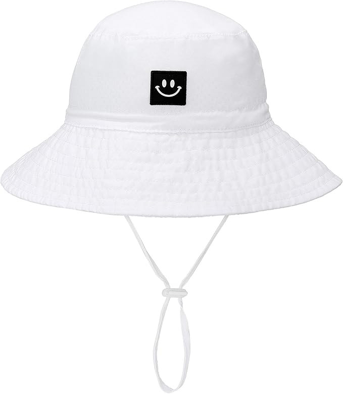 Baby Sun Hat Smile Face Toddler UPF 50+ Sun Protective Bucket hat Nice Beach hat for Baby Girl bo... | Amazon (US)