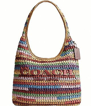 COACH Brooklyn 34 Multi Stripe Straw Shoulder Bag - Multi | Dillard's